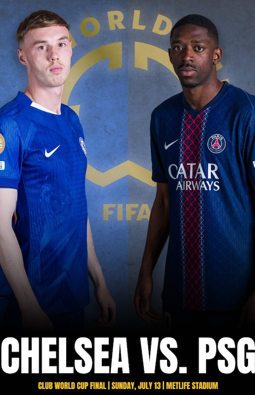 MetLife Stadium prepared for FIFA Club World Cup 2025 Final with Chelsea and PSG banners
